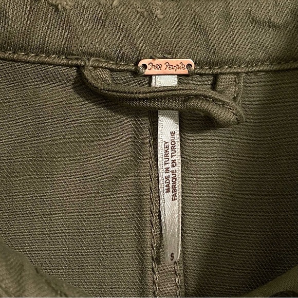 Free People Moonchild Distressed Denim Shirt Jacket Moss Green Small - Picture 14 of 16